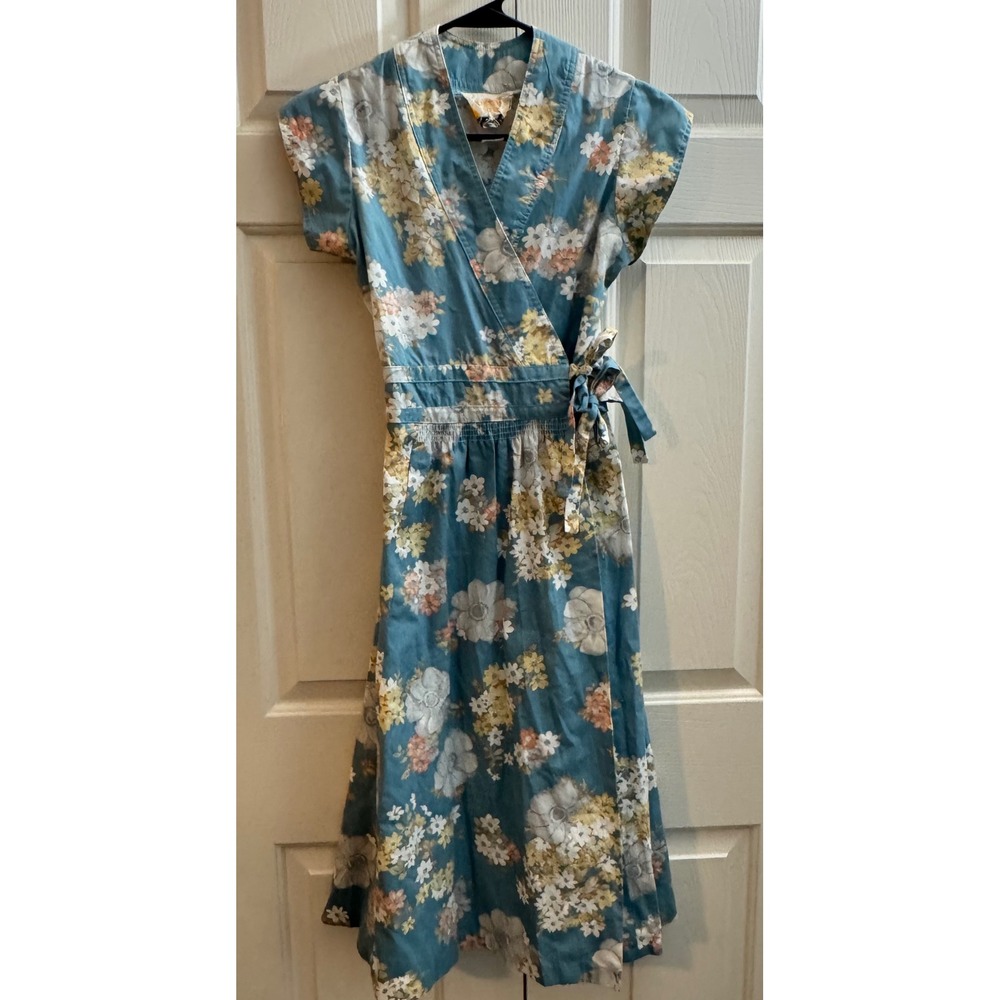 VTG 70's Joseph Magnin California Look Floral‎ Wrap Waist Cottagecore Midi Dress